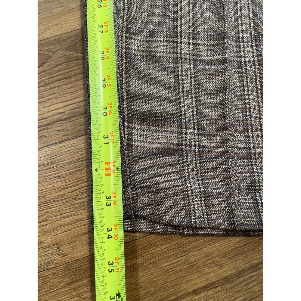 SilverSilk Mens Brown Plaid Dress Pants 38x34 Flat Front Trousers NWT - Picture 8 of 8
